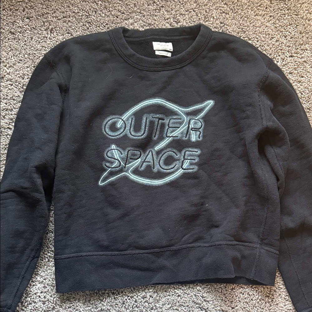 rag & bone Black Sweater with Blue Outer Space Design size M